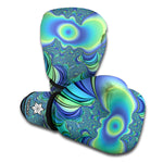 Blue Fractal Print Boxing Gloves