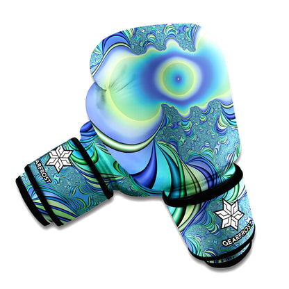 Blue Fractal Print Boxing Gloves