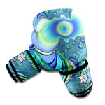 Blue Fractal Print Boxing Gloves