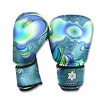 Blue Fractal Print Boxing Gloves