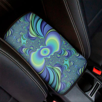 Blue Fractal Print Car Center Console Cover