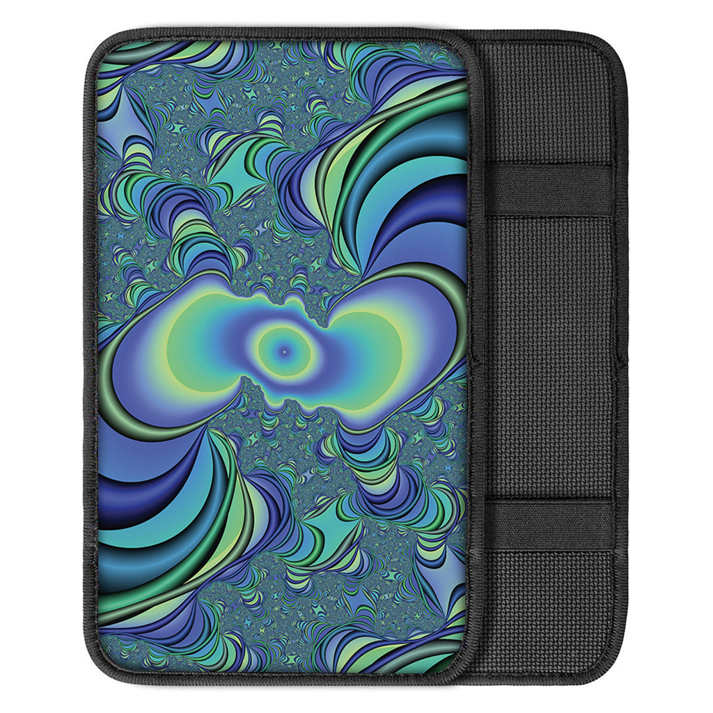 Blue Fractal Print Car Center Console Cover