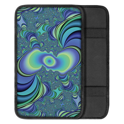 Blue Fractal Print Car Center Console Cover