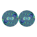 Blue Fractal Print Car Coasters