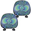 Blue Fractal Print Car Headrest Covers