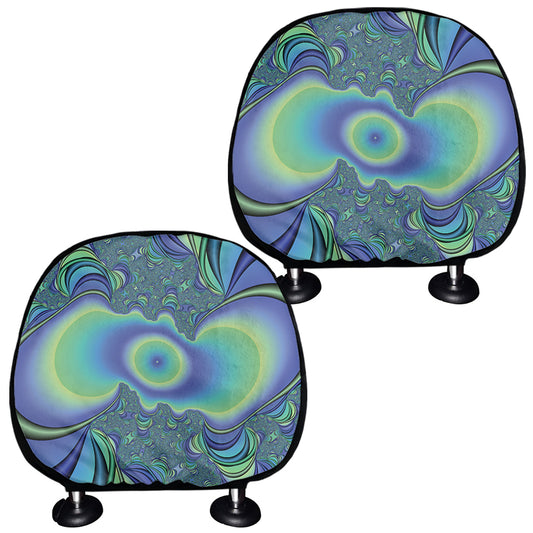 Blue Fractal Print Car Headrest Covers