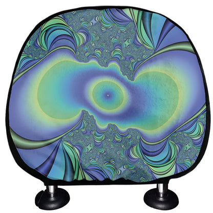 Blue Fractal Print Car Headrest Covers