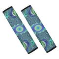 Blue Fractal Print Car Seat Belt Covers