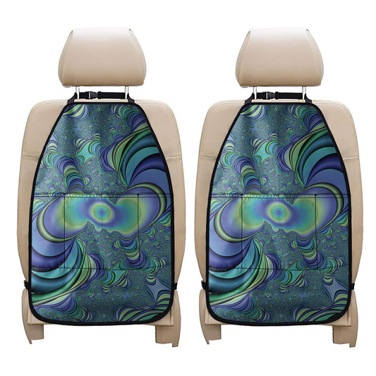 Blue Fractal Print Car Seat Organizers