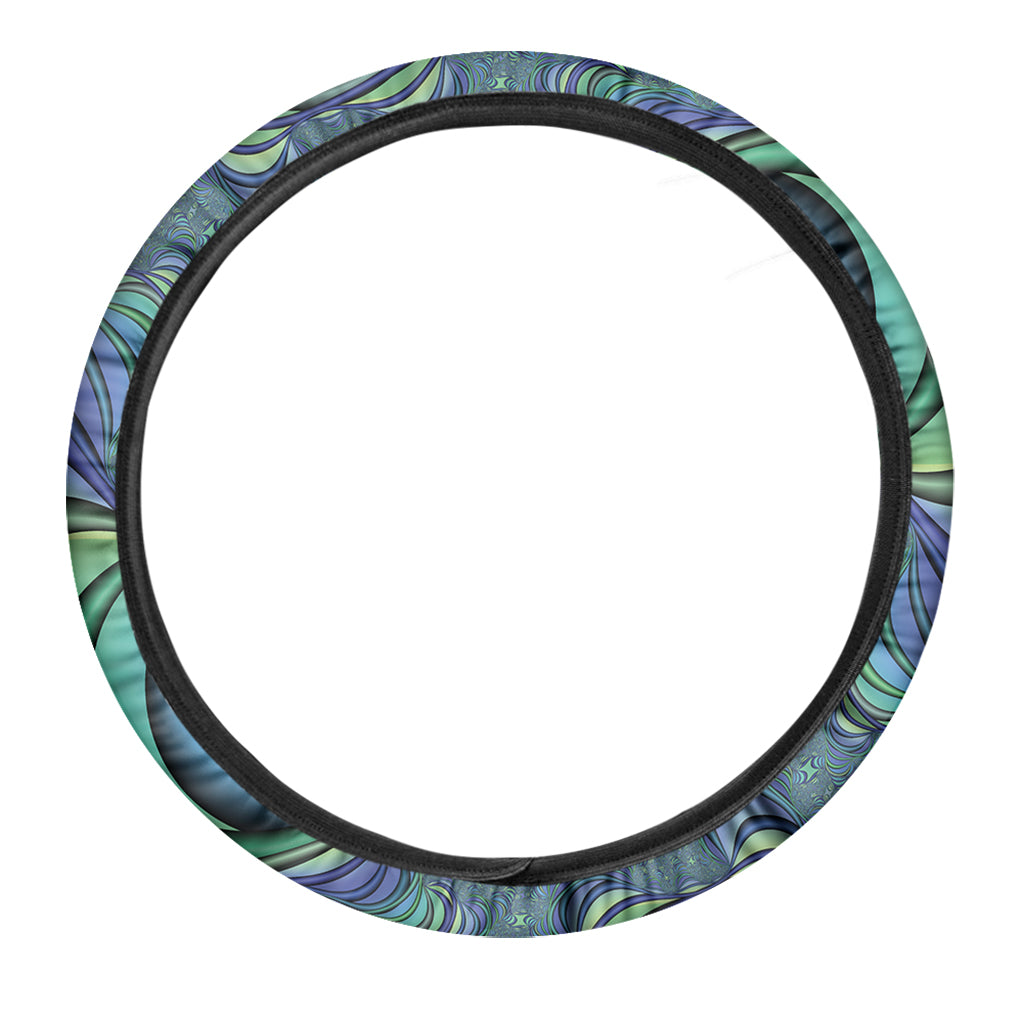 Blue Fractal Print Car Steering Wheel Cover