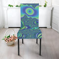 Blue Fractal Print Dining Chair Slipcover