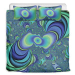 Blue Fractal Print Duvet Cover Bedding Set