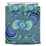 Blue Fractal Print Duvet Cover Bedding Set