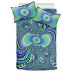 Blue Fractal Print Duvet Cover Bedding Set