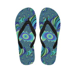 Blue Fractal Print Flip Flops