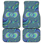 Blue Fractal Print Front and Back Car Floor Mats