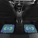 Blue Fractal Print Front and Back Car Floor Mats