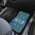 Blue Fractal Print Front and Back Car Floor Mats
