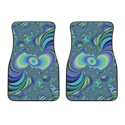 Blue Fractal Print Front Car Floor Mats
