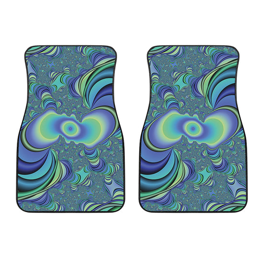 Blue Fractal Print Front Car Floor Mats