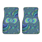 Blue Fractal Print Front Car Floor Mats