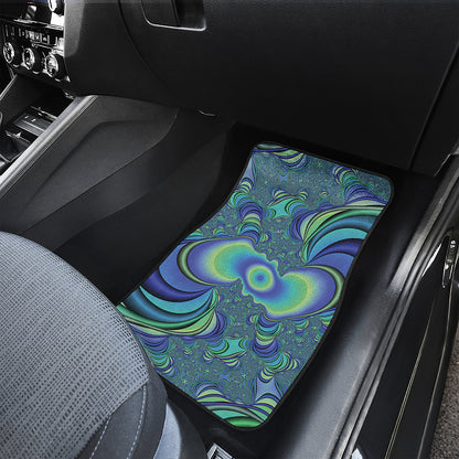 Blue Fractal Print Front Car Floor Mats
