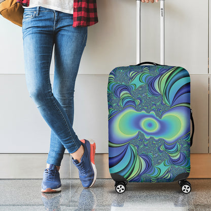 Blue Fractal Print Luggage Cover