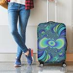 Blue Fractal Print Luggage Cover