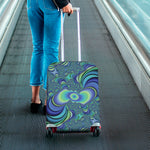 Blue Fractal Print Luggage Cover