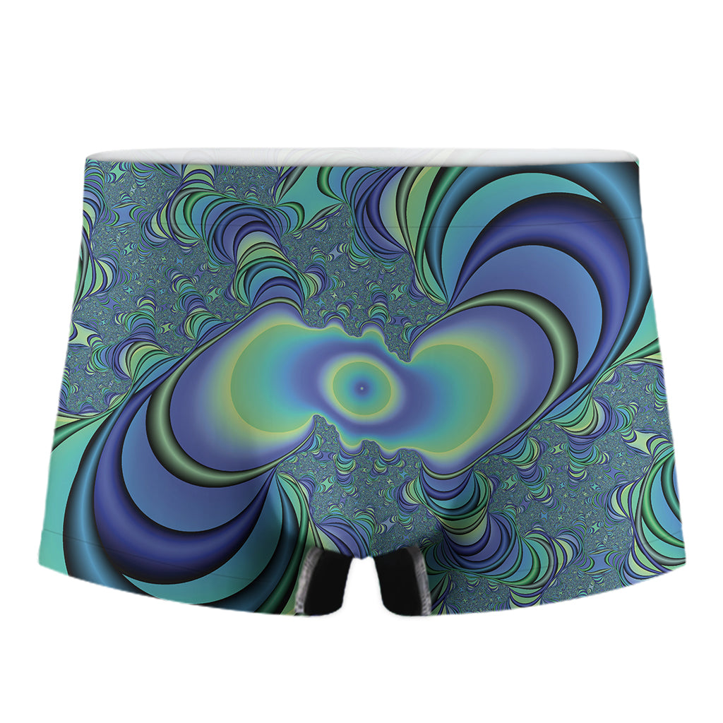 Blue Fractal Print Men's Boxer Briefs