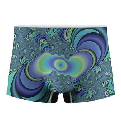 Blue Fractal Print Men's Boxer Briefs