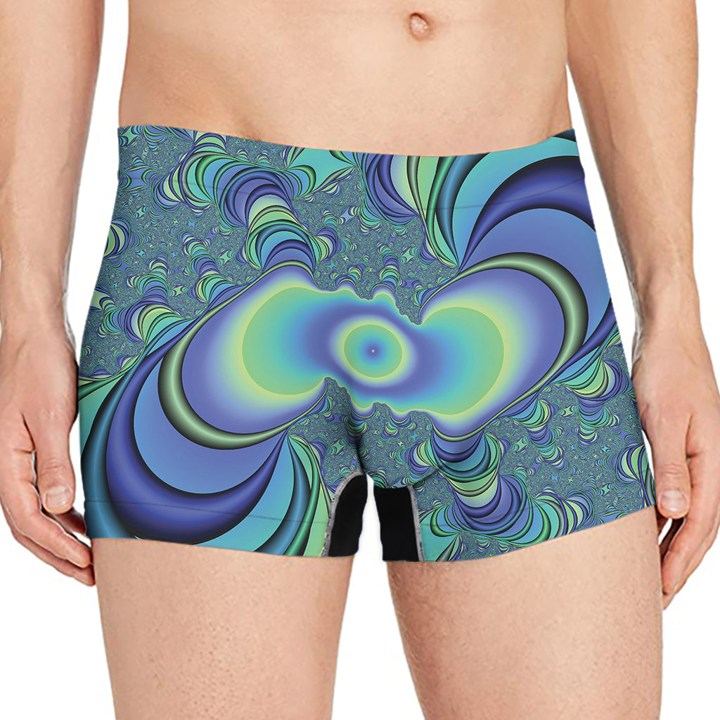 Blue Fractal Print Men's Boxer Briefs
