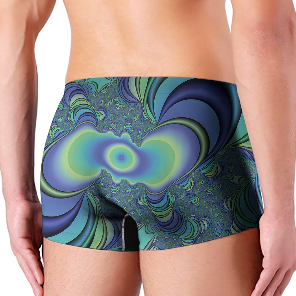 Blue Fractal Print Men's Boxer Briefs