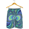 Blue Fractal Print Men's Shorts