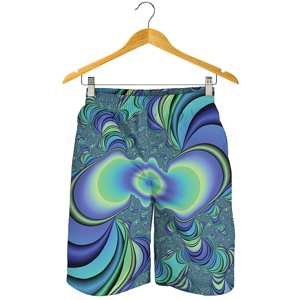 Blue Fractal Print Men's Shorts