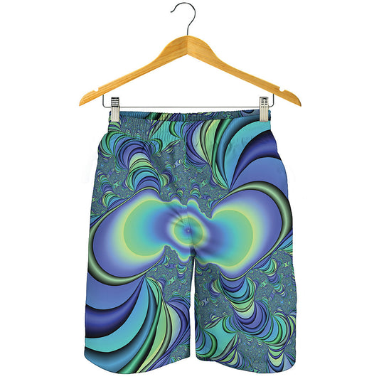 Blue Fractal Print Men's Shorts