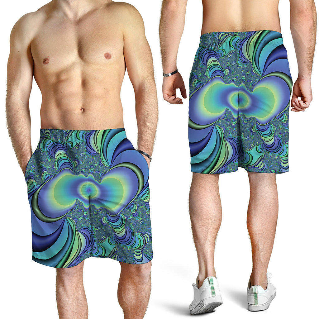 Blue Fractal Print Men's Shorts