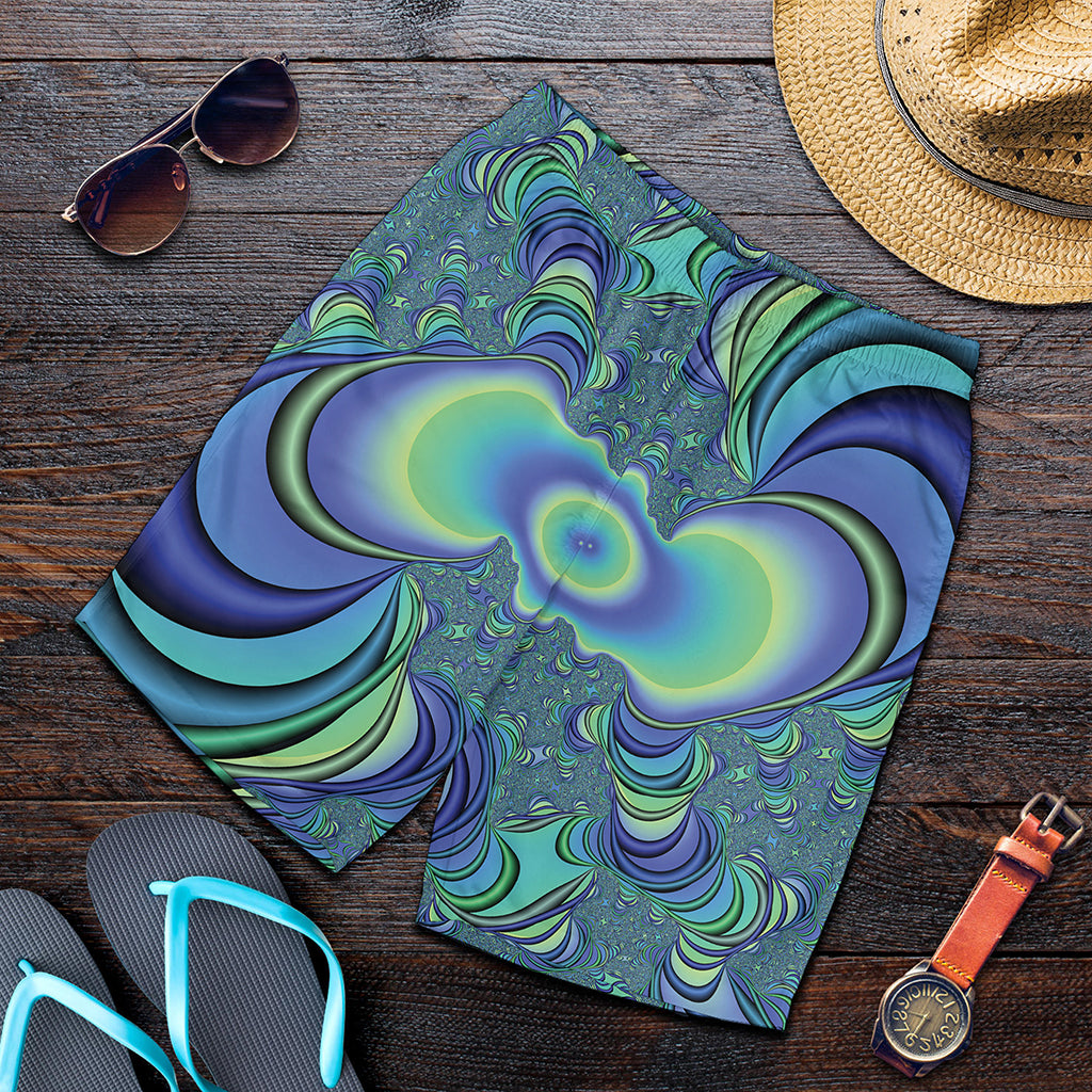 Blue Fractal Print Men's Shorts