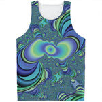 Blue Fractal Print Men's Tank Top