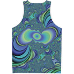 Blue Fractal Print Men's Tank Top