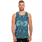 Blue Fractal Print Men's Tank Top