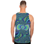 Blue Fractal Print Men's Tank Top