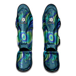 Blue Fractal Print Muay Thai Shin Guard