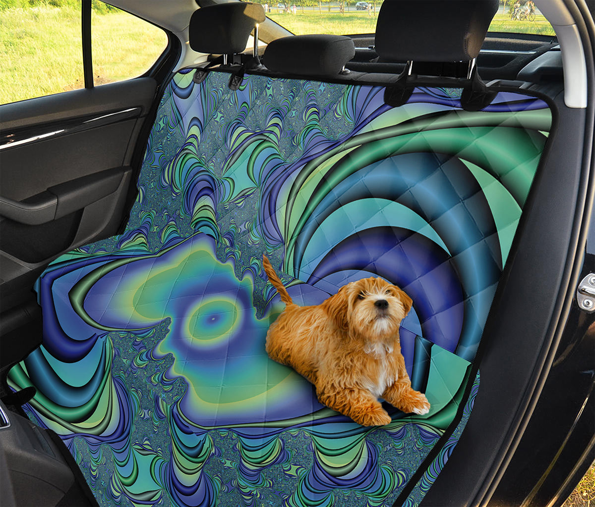 Blue Fractal Print Pet Car Back Seat Cover
