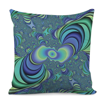 Blue Fractal Print Pillow Cover