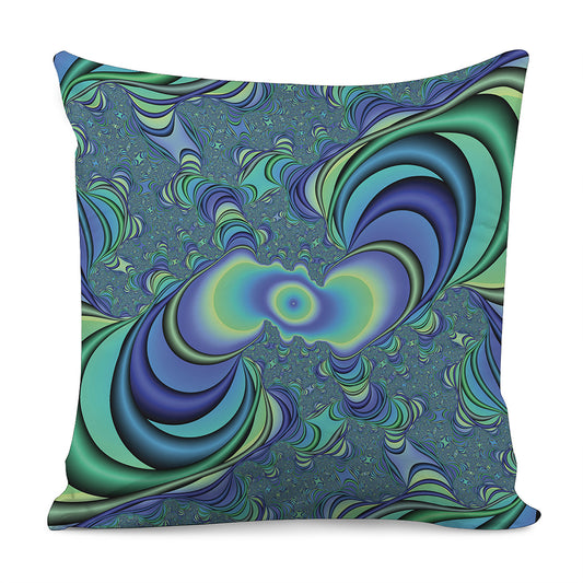 Blue Fractal Print Pillow Cover