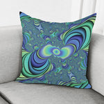 Blue Fractal Print Pillow Cover