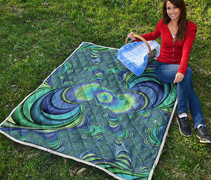 Blue Fractal Print Quilt