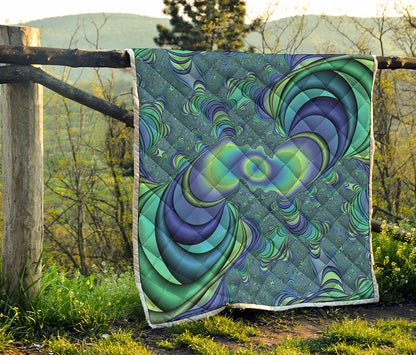 Blue Fractal Print Quilt
