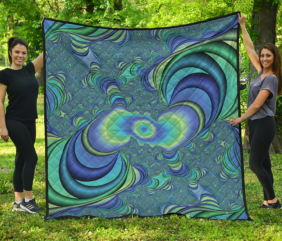 Blue Fractal Print Quilt